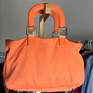 Orange Top Handle FENDI Handbag with Silver hardware